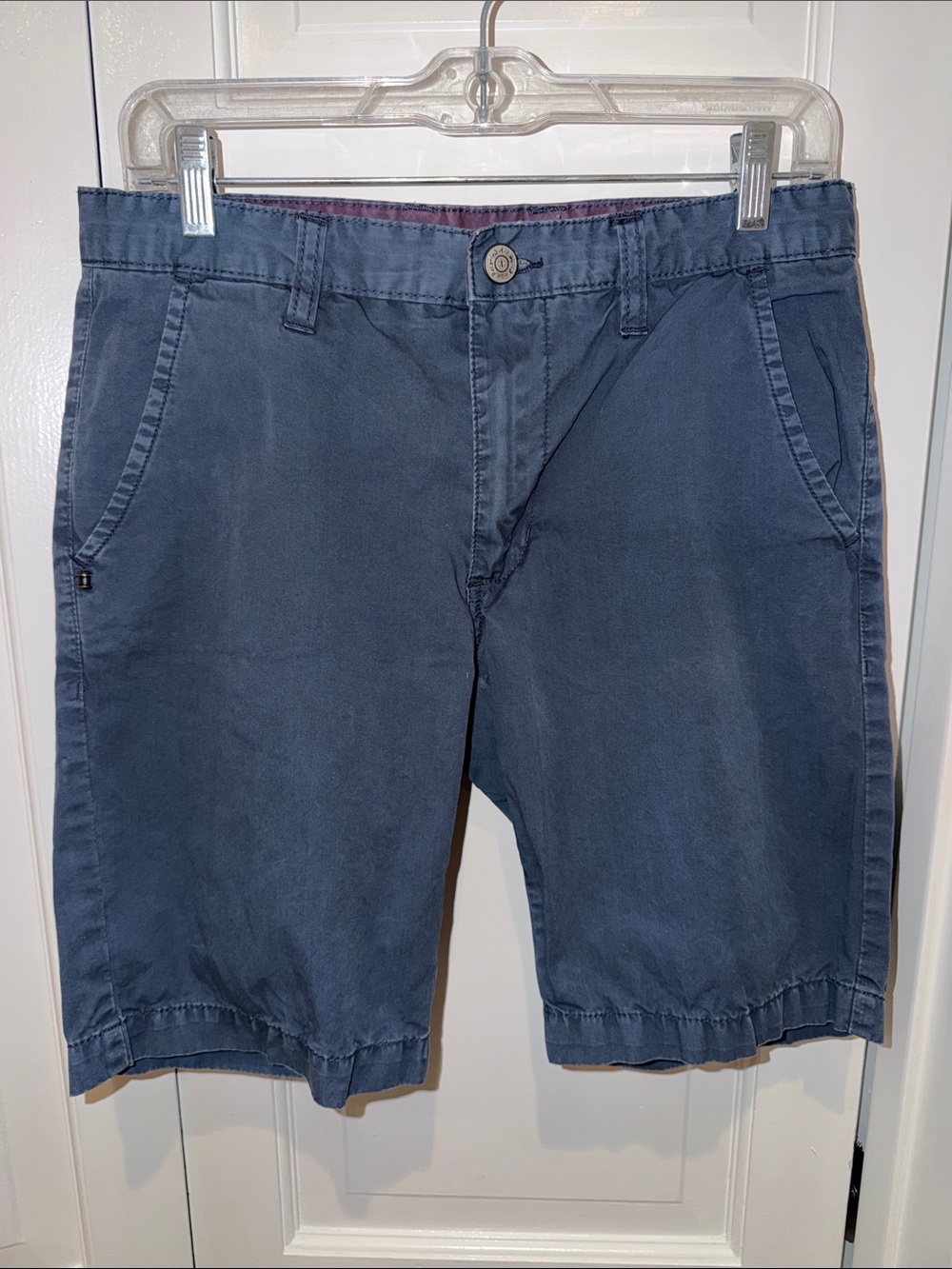 Men's Flat Front Cotton Shorts in Dark Blue